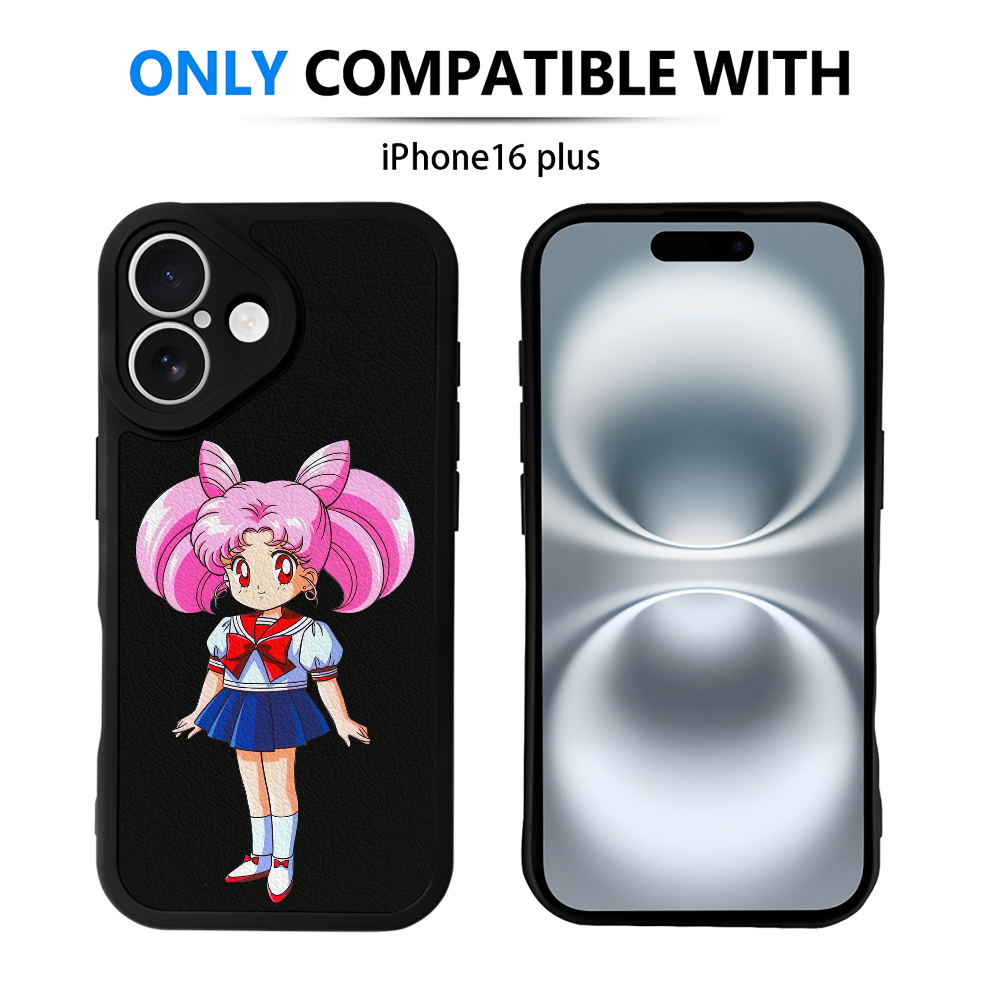 （画像用） 美少女戦士セーラームーン ちびうさ Sailor Moon Chibiusa Tsukino Usagi Small Lady Serenity 【iPhone 16シリーズ対応】シリコンスマホケース（レザー調） 材質：シリコン